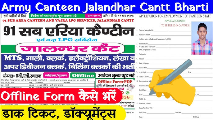 Army Canteen Jalandhar Bharti 2026 | Mali, MTS, Clerk, Electrician – Apply Offline